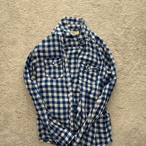 Hollister Blue and White Checkered Button Down Shirt